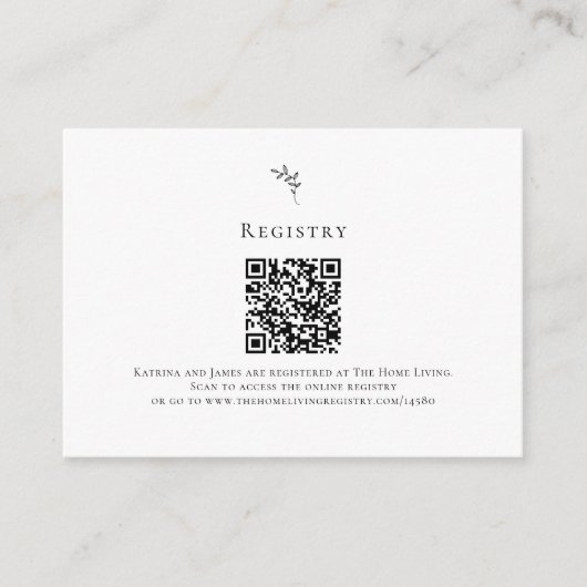 Online Registry QR Code Minimal Wedding Elegant Informatiekaartje (Voorkant)