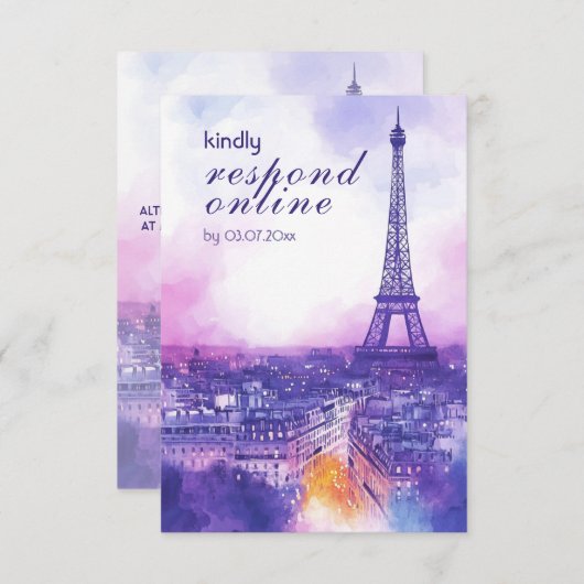 Online Reply Request Amour Éternel RSVP Card  Informatiekaartje (Voorkant / Achterkant)