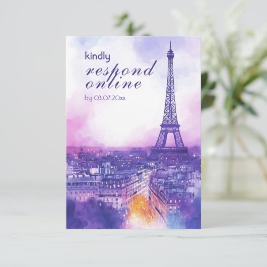 Online Reply Request Amour Éternel RSVP Card  Informatiekaartje (Staand voorkant)