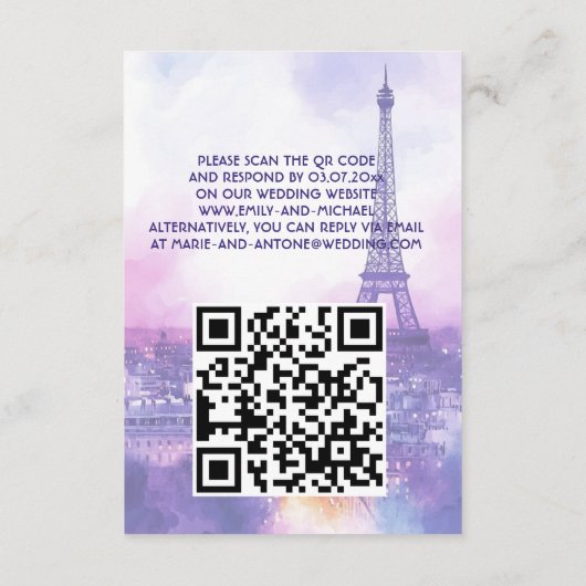 Online Reply Request Amour Éternel RSVP Card Informatiekaartje (Achterkant)