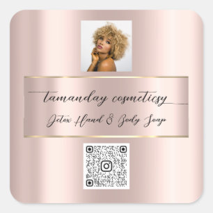 Online Roos QRCode Logo Foto Product Vierkante Sticker