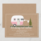 Online roze Baby shower Camper Woodland Kaart (Voorkant / Achterkant)