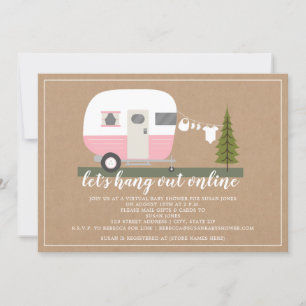 Online roze Baby shower Camper Woodland Kaart