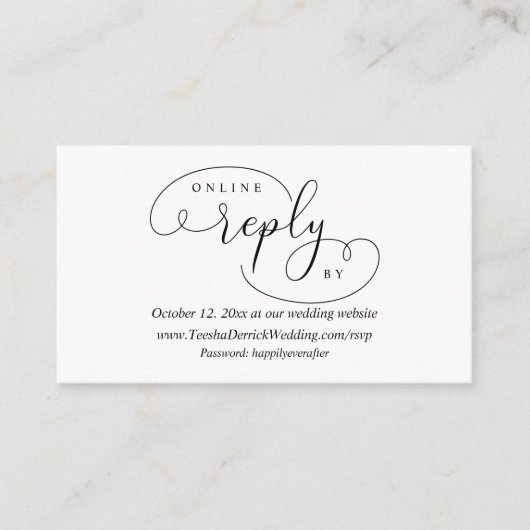 Online RSVP-antwoord, modern huwelijk Informatiekaartje (Voorkant)