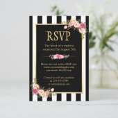 Online RSVP Floral Gold Black en White Striped (Staand voorkant)