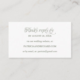 Online RSVP-huwelijkswebsite in bosgroen Informatiekaartje