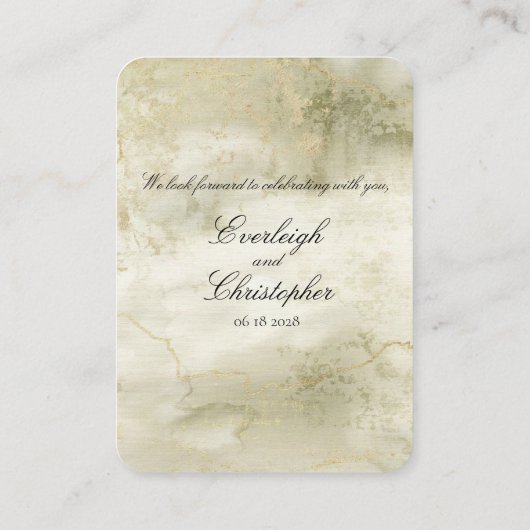 Online RSVP-kaart voor Gold- en Sage-Waterverf Contactkaartje (Achterkant)