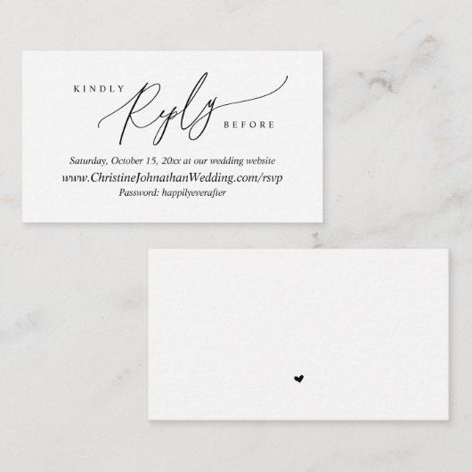 Online RSVP, modern Eenvoudig Zwart script Informatiekaartje (Voorkant / Achterkant)