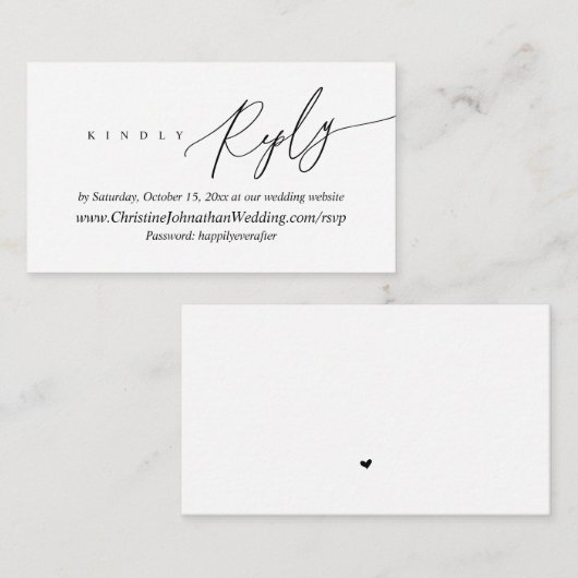 Online RSVP, modern, minimaal zwart script Informatiekaartje (Voorkant / Achterkant)