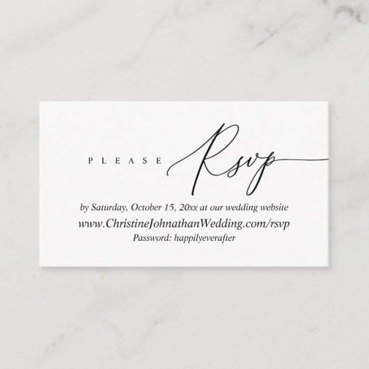 Online RSVP, modern, minimaal zwart script Informatiekaartje (Voorkant)