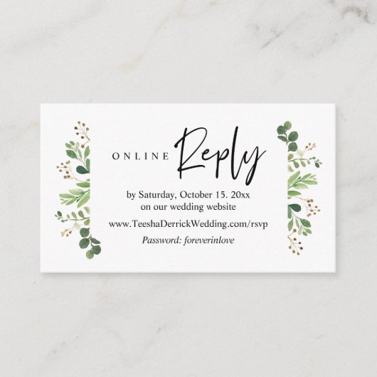 Online RSVP, Modern Minimalist Greenery Enclosure Informatiekaartje (Voorkant)