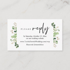 Online RSVP, Modern minimalist Greenery Informatiekaartje