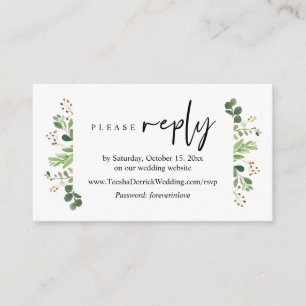 Online RSVP, Modern minimalist Greenery Informatiekaartje