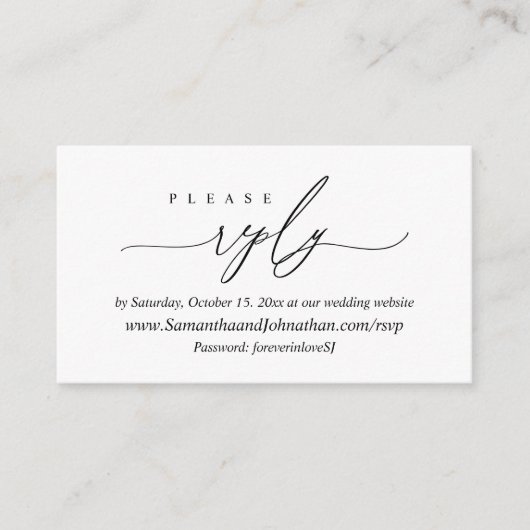 Online RSVP, Modern Simple Black Calligraphy Enclo Informatiekaartje (Voorkant)