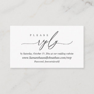 Online RSVP, Modern Simple Black Calligraphy Enclo Informatiekaartje