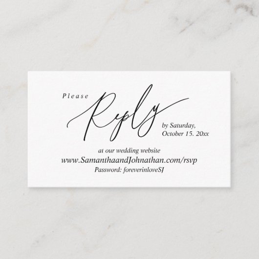 Online RSVP, Modern Simple Black Calligraphy Enclo Informatiekaartje (Voorkant)
