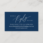 Online RSVP, Modern Simple Navy Blue Calligraphy E Informatiekaartje (Voorkant)