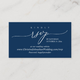 Online RSVP, Modern Simple Navy Blue Calligraphy E Informatiekaartje