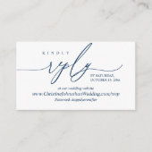 Online RSVP, Modern Simple Navy Blue Calligraphy Informatiekaartje (Voorkant)