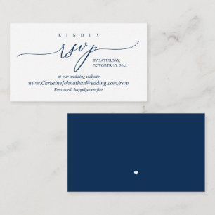 Online RSVP, Modern Simple Navy Blue Calligraphy Informatiekaartje
