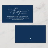 Online RSVP, Modern Simple Navy Blue-kalligrafie E Informatiekaartje (Voorkant / Achterkant)