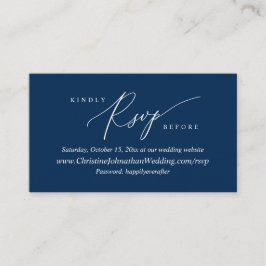 Online RSVP, Modern Simple Navy Blue-kalligrafie Informatiekaartje