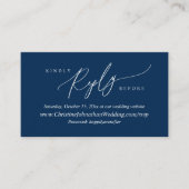 Online RSVP, Modern Simple Navy Blue script Enclos Informatiekaartje (Voorkant)