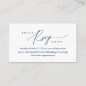 Online RSVP, Modern Simple Navy Blue Script Informatiekaartje (Voorkant)