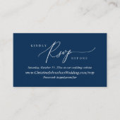 Online RSVP, Moderne Eenvoudige Navy Blue Script E Informatiekaartje (Voorkant)