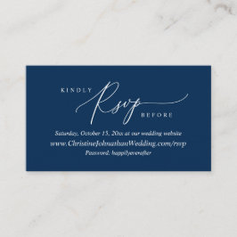 Online RSVP, Moderne Eenvoudige Navy Blue Script E Informatiekaartje
