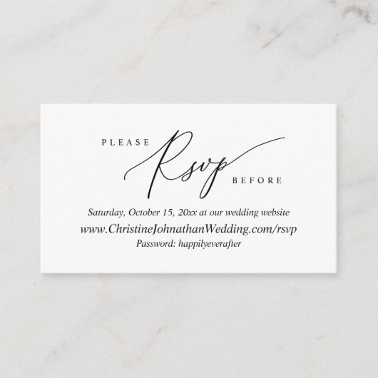 Online RSVP, Moderne Eenvoudige Zwarte manuscripts Informatiekaartje (Voorkant)