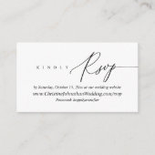 Online RSVP, Moderne Minimale Zwarte manuscriptslu Informatiekaartje (Voorkant)