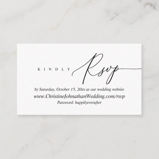 Online RSVP, Moderne Minimale Zwarte manuscriptslu Informatiekaartje (Voorkant)