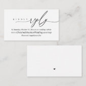 Online RSVP, Moderne Minimale Zwarte manuscriptslu Informatiekaartje (Voorkant / Achterkant)