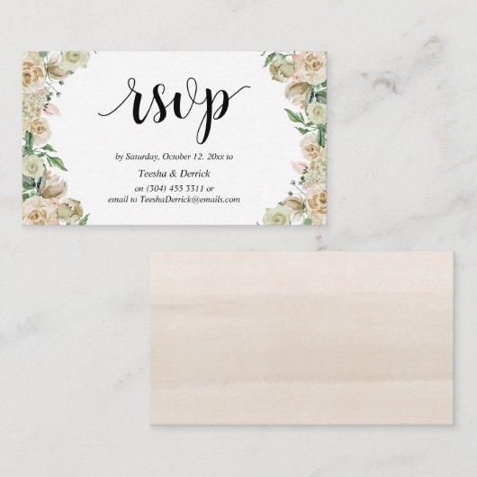 Online RSVP, moderne schemerbloemen Informatiekaartje (Voorkant / Achterkant)