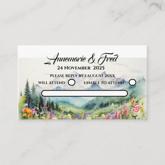Online RSVP Mountain Wildflower Informatiekaartje (Voorkant)