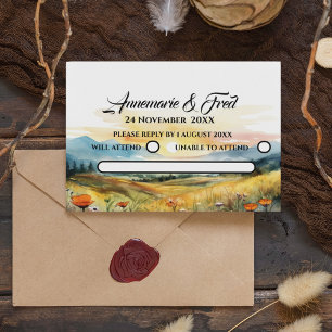 Online RSVP QR Code Berg Wildflower Behuizing Informatiekaartje