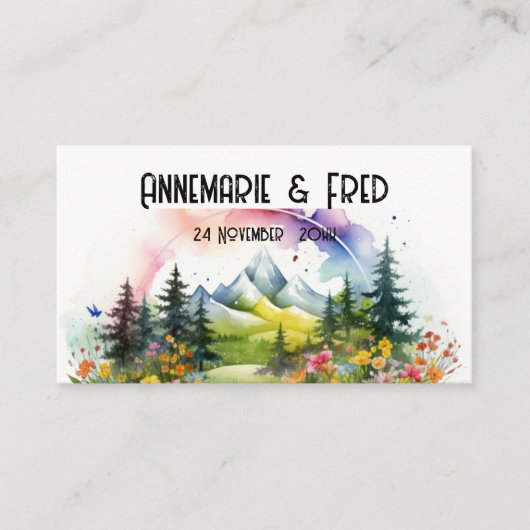 Online RSVP QR Code Berg Wildflower Informatiekaartje (Voorkant)