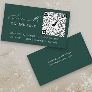 Online RSVP QR Code Emerald Wedding Website Informatiekaartje