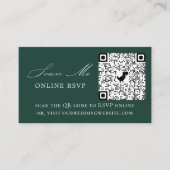 Online RSVP QR Code Emerald Wedding Website Informatiekaartje (Voorkant)