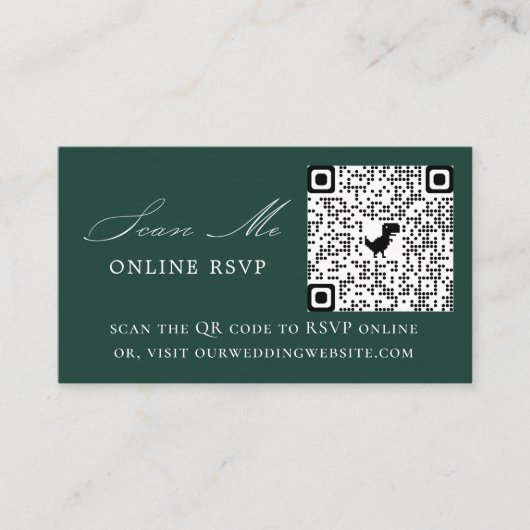 Online RSVP QR Code Emerald Wedding Website Informatiekaartje (Voorkant)