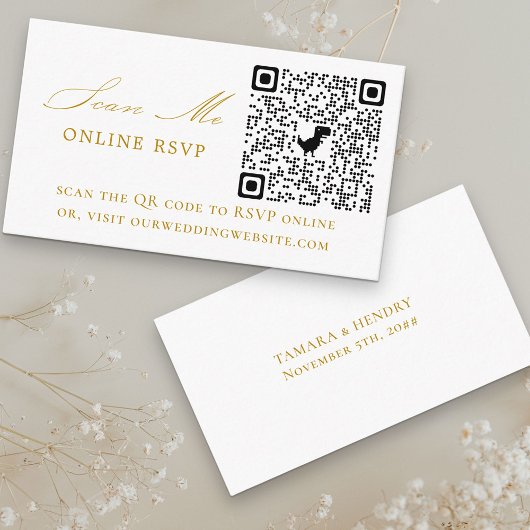 Online RSVP QR Code Gold Weduwwebsite Informatiekaartje