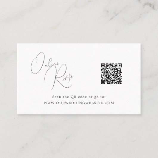 Online RSVP QR Code kust bruiloft website Visitekaartje (Voorkant)