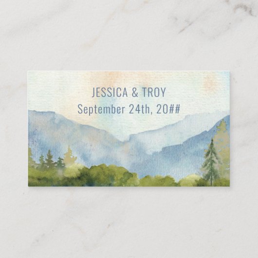 Online RSVP QR Code Mountain Lake Weddenschap Webs Informatiekaartje (Achterkant)