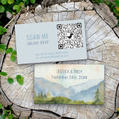 Online RSVP QR Code Mountain Lake Weddenschap Webs Informatiekaartje