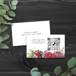 Online RSVP QR Code Red Rose Weddenschap Website Informatiekaartje