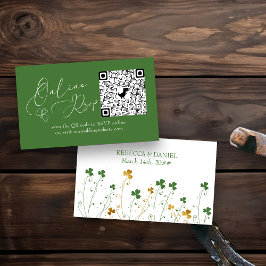 Online RSVP QR Code Shamrock Wildflower Weddenscha Informatiekaartje