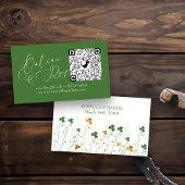 Online RSVP QR Code Shamrock Wildflower Weddenscha Informatiekaartje