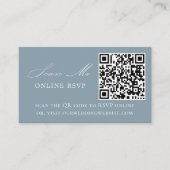 Online RSVP QR-code Stusty Blue Weddenschap Websit Informatiekaartje (Voorkant)