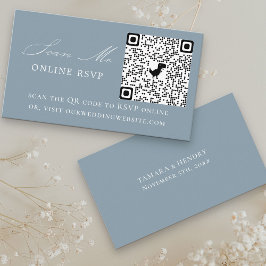 Online RSVP QR-code Stusty Blue Weddenschap Websit Informatiekaartje